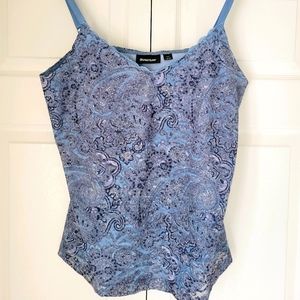 AVENUE Lace Top Blue Gray Paisley Lined Plus Size 18-20 Like New